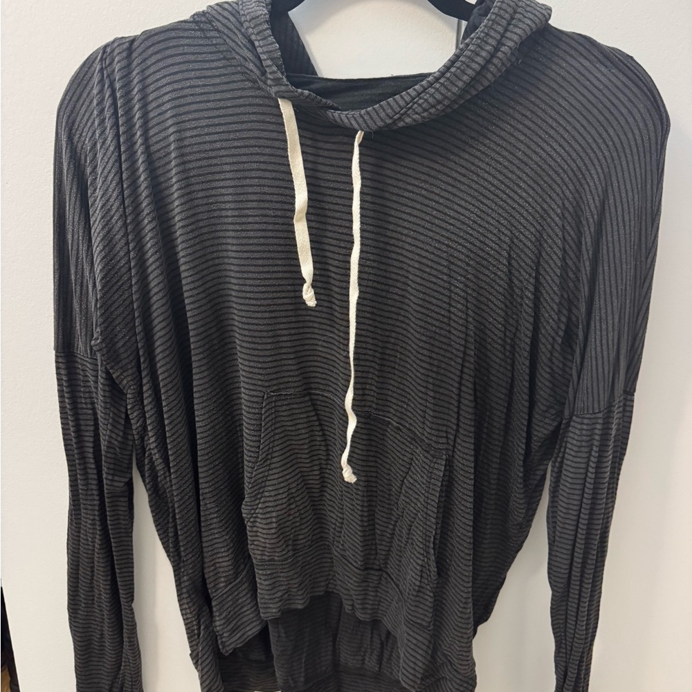 Brandy Melville Charcoal and Black Striped Hoodie